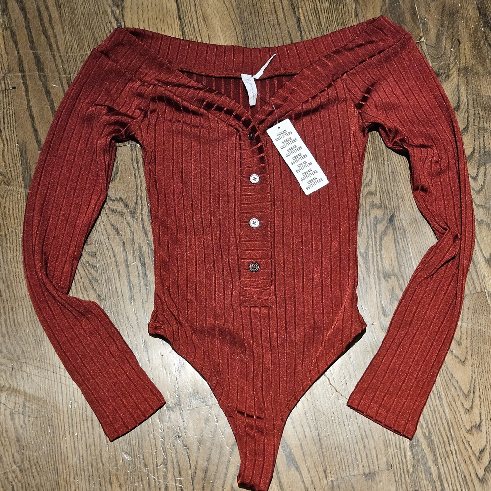 Urban Outfitters Shimmering Red Ribben Bodysuit